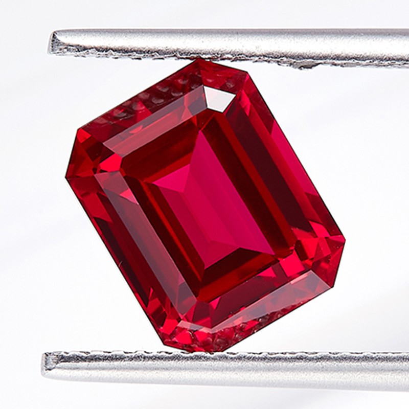 Lab Grown Loose Gemstone 0.5-5ct Red Emerald Cut Vibrant Shade for Pendant Inlay