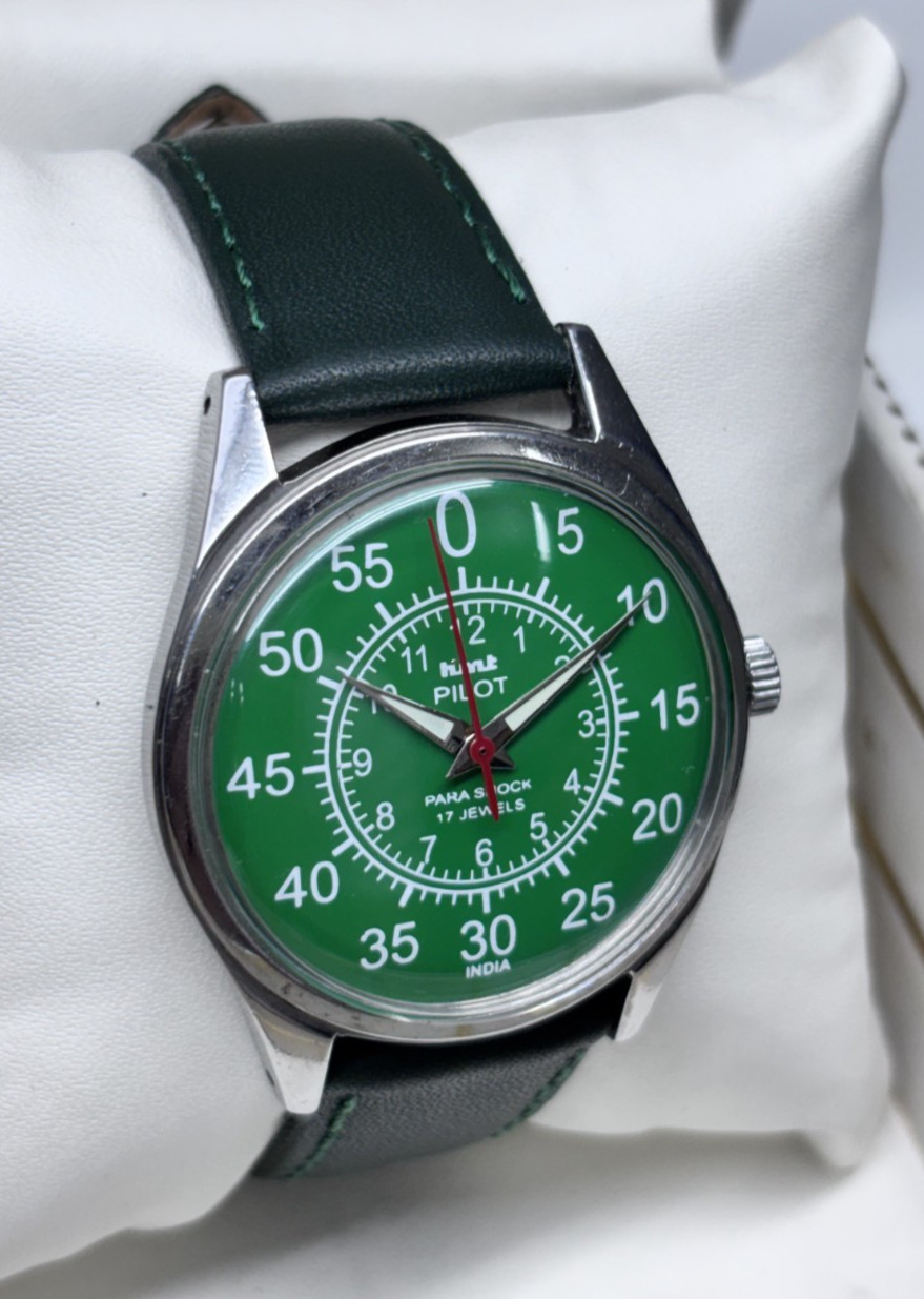 Vintage HMT Pilot Green 17 Jewels Mechanical Hand Winding Men’s Wrist Watch