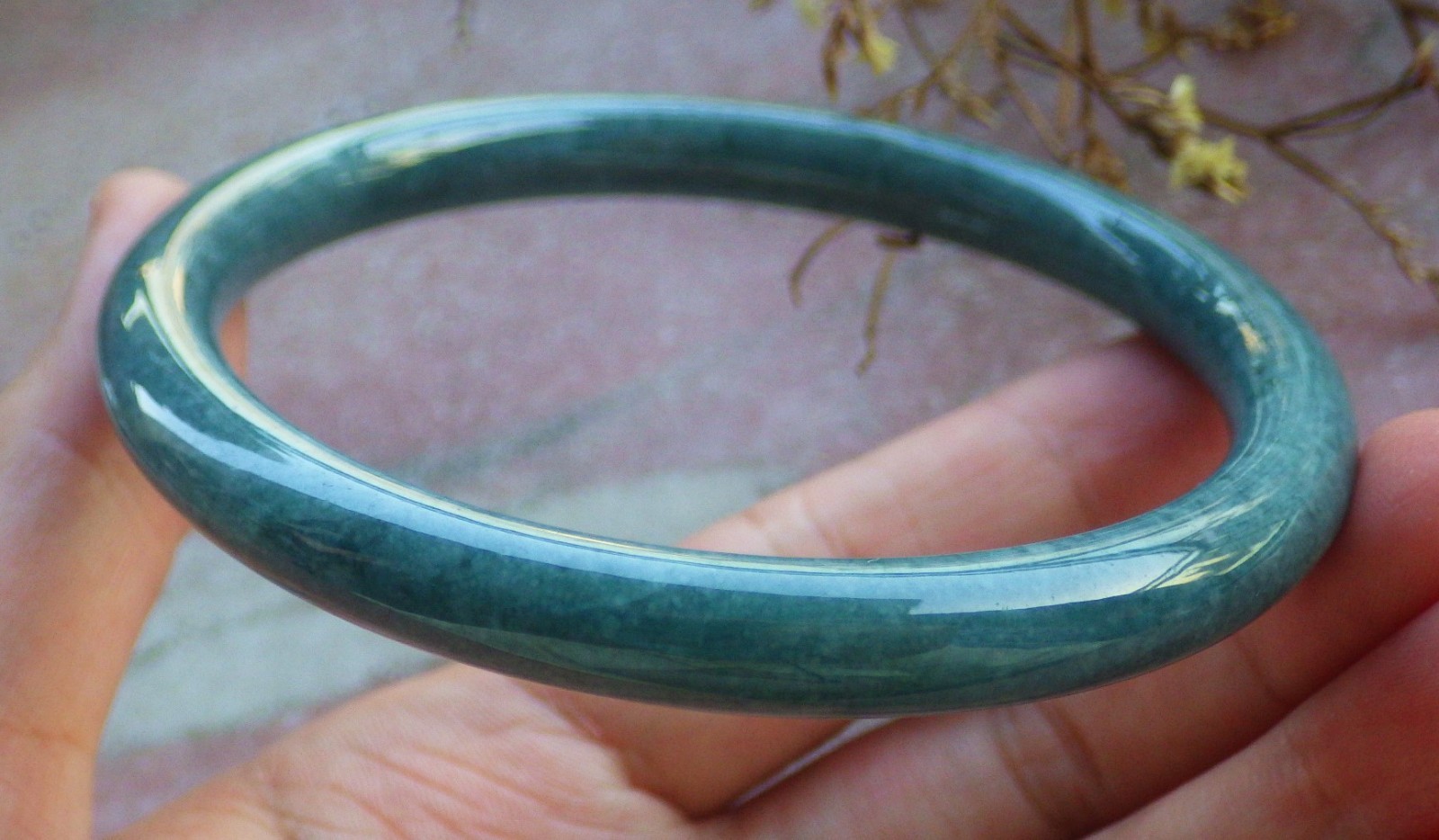 Video Certified Natural A JADE JADEITE Circle Bangle Bracelet 69 mm 134027