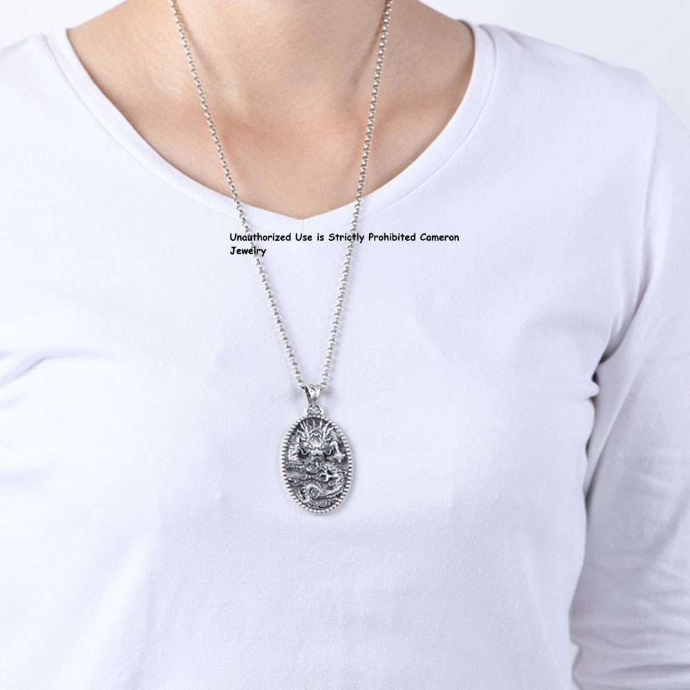 Pure S999 Fine Silver 999 Men Women Lucky Cloud Dragon Pendant 25-26g 56*31mm