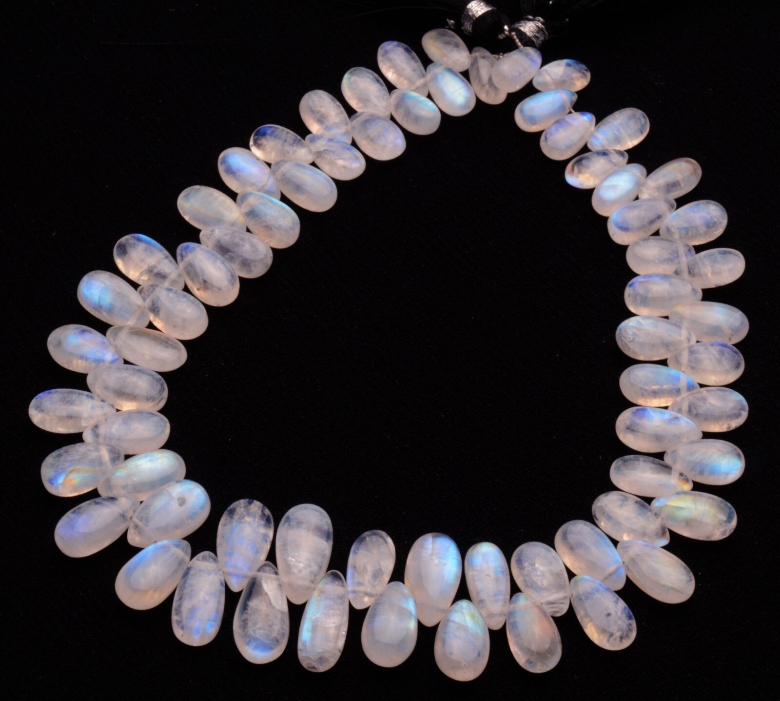 Blue Fire Rainbow Moonstone 9×5 to 13×7 mm Size Smooth Pear Beads Strand 11″