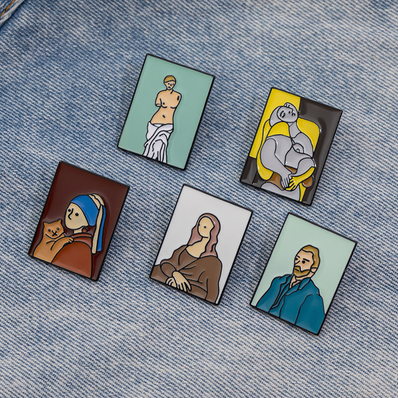Le Rêve, Venus de Milo, Vincent van Gogh, Mona Lisa, Girl w/ Earring Enamel Pins