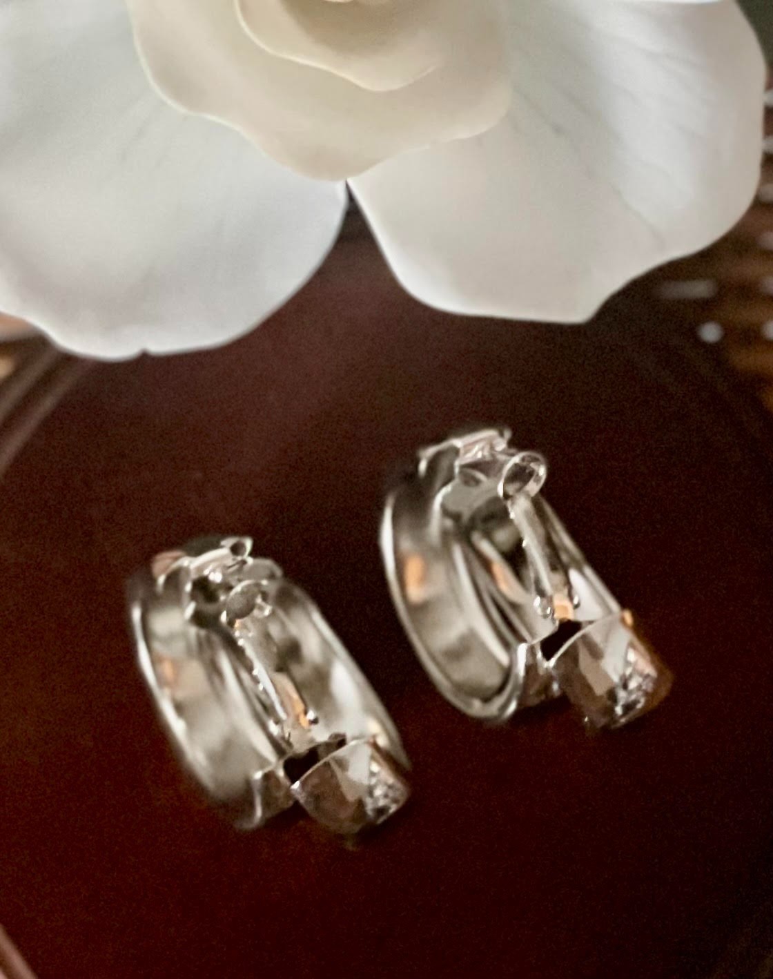 Silver Wide Hoop Earrings Women Stainless Steel