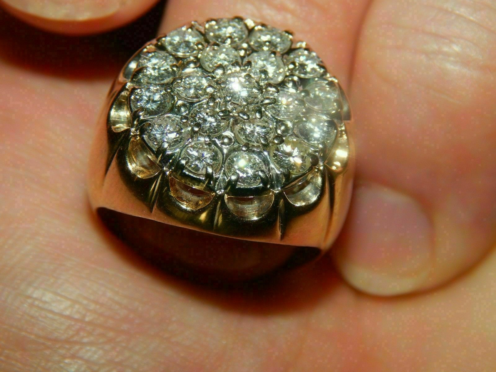 2.50 Ct Round Simulated Diamond Cluster Band Pinky Ring Gift Yellow Gold Plated