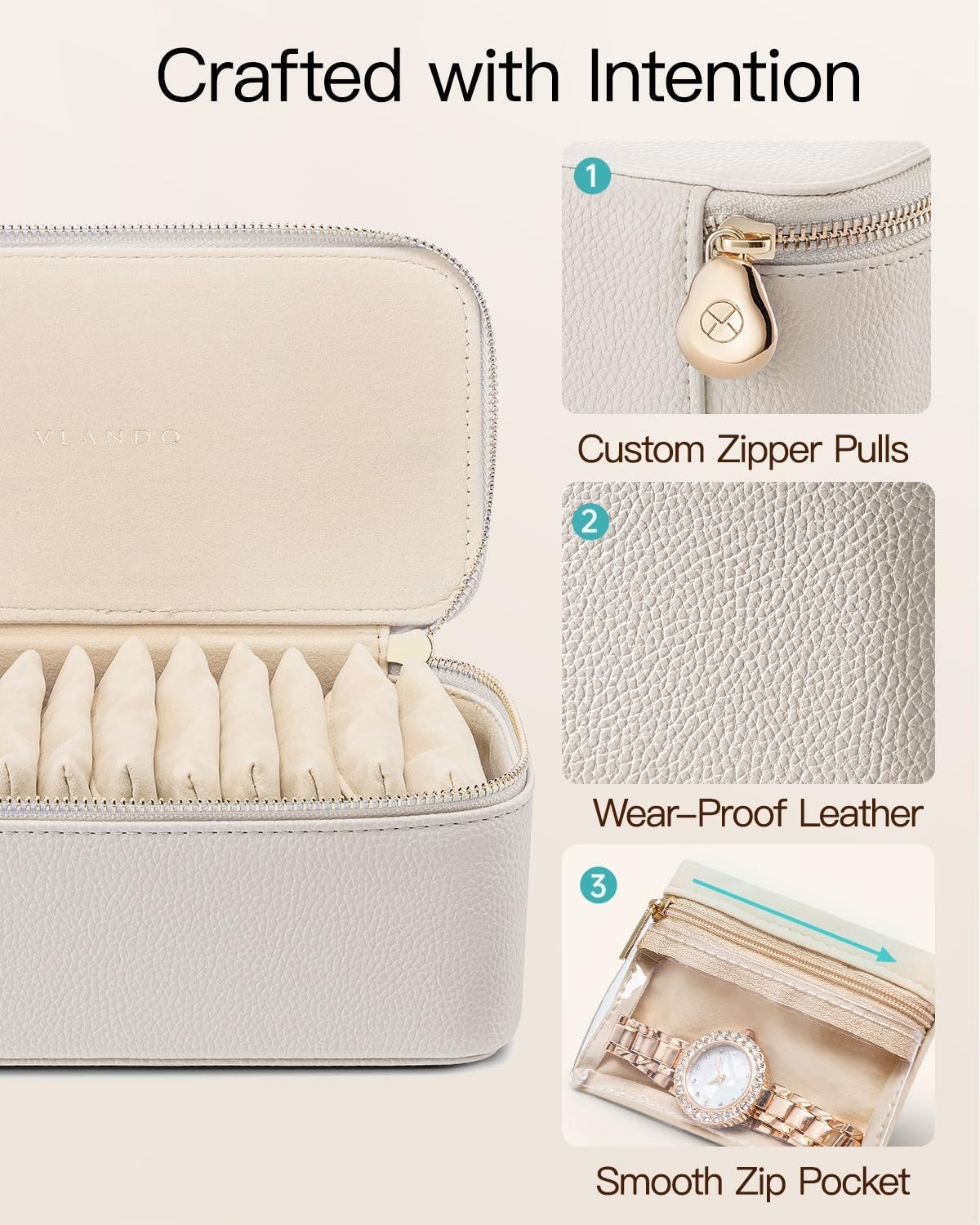 Travel Jewelry Organizer Case with 12 Velvet Pouches – Necklace, Rings, Earrings