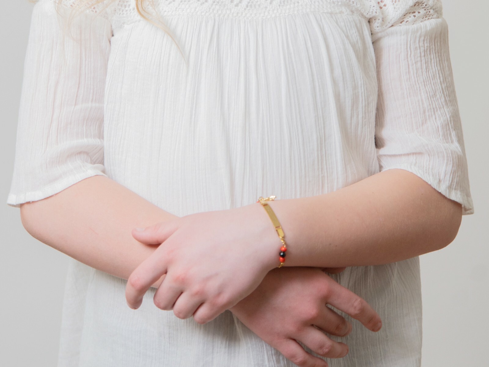 Name Engraving Gold Baby Black Hand Pulsera de Azabache Bracelet for kids