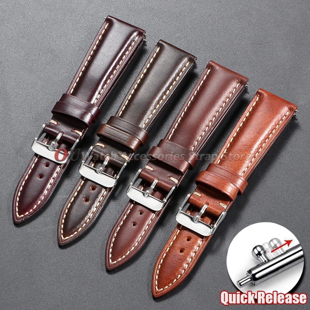 Leather Watch Band 18mm 20mm 22mm Quick Release Replacement Watch Strap