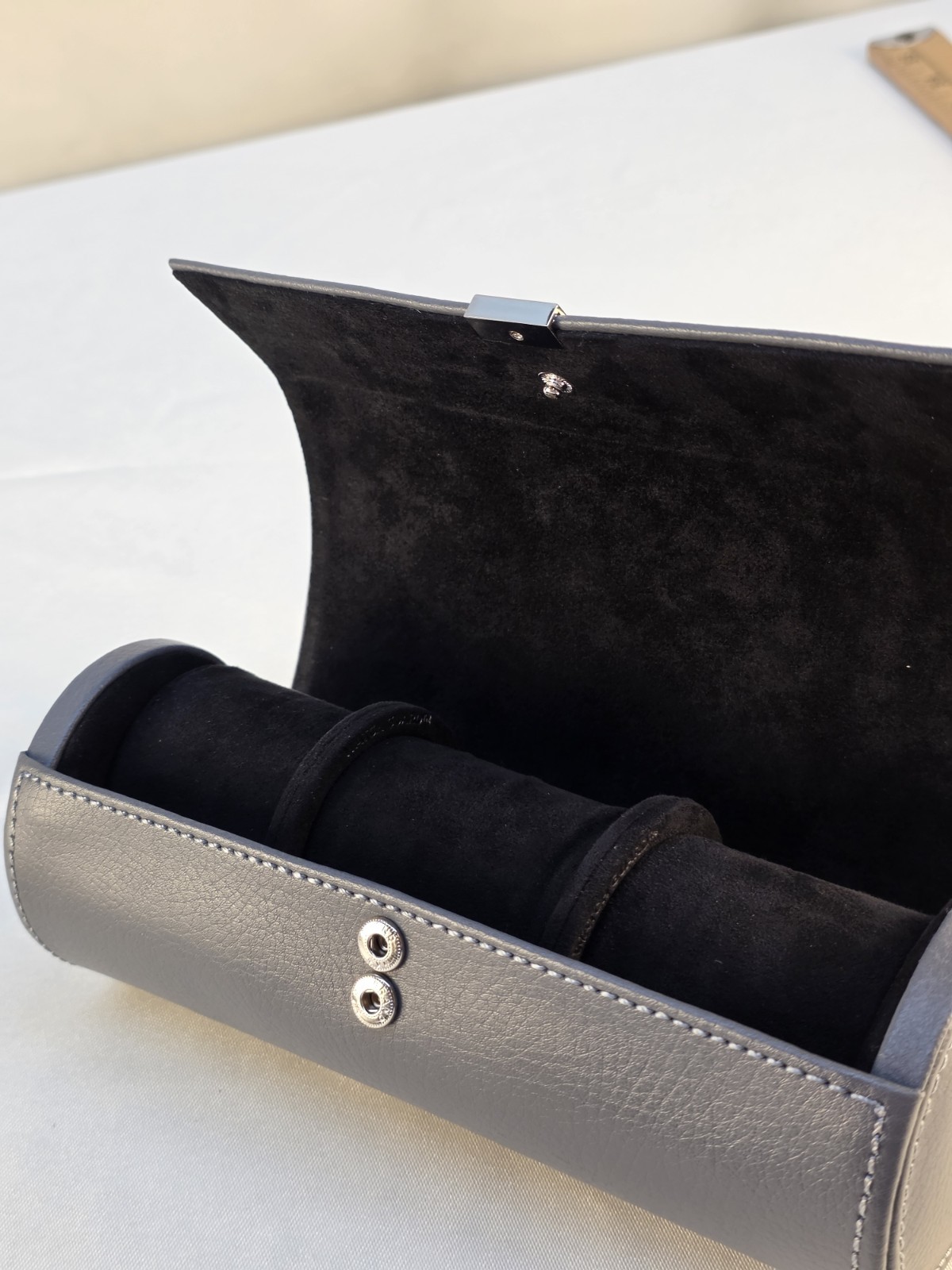 Wolf Howard Grey Leather Triple Watch Roll Traveling Jewelry Box New In Box