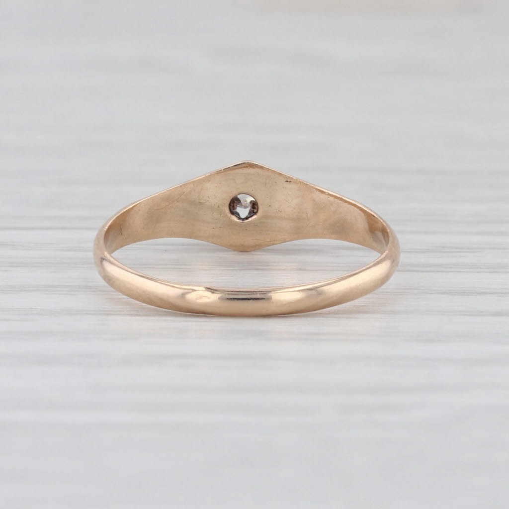Vintage 0.05ct Old Mine Diamond Solitaire Engagement Ring 10k Gold Size 7.25