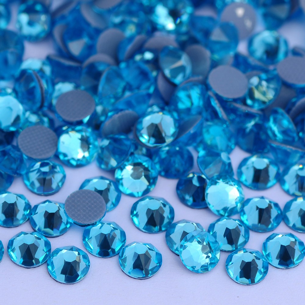 2088 HotFix 8 Big 8 Small Top Quailtit Flat Back Blue Rhinestones For Nail Art