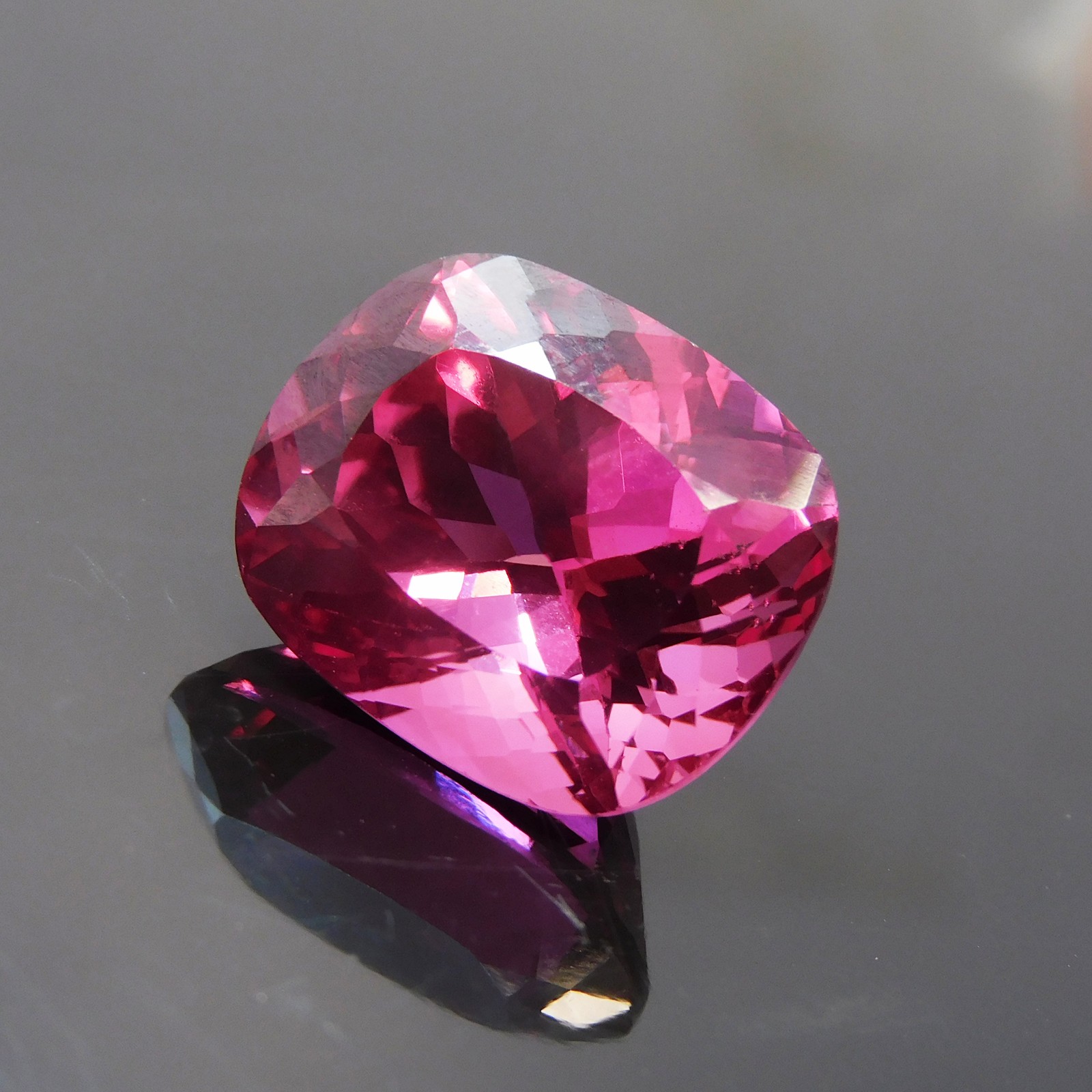 CERTIFIED Pink Cushion Cut 19.35 Ct Natural Tourmaline Enhanced Loose Gemstone
