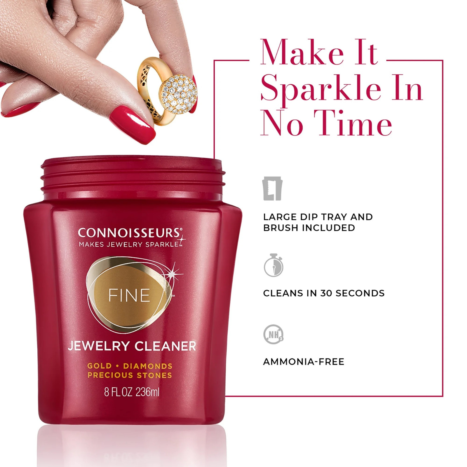 Connoisseurs Fine Jewelry Cleaner For Cleaning Gold, Platinum, Diamonds