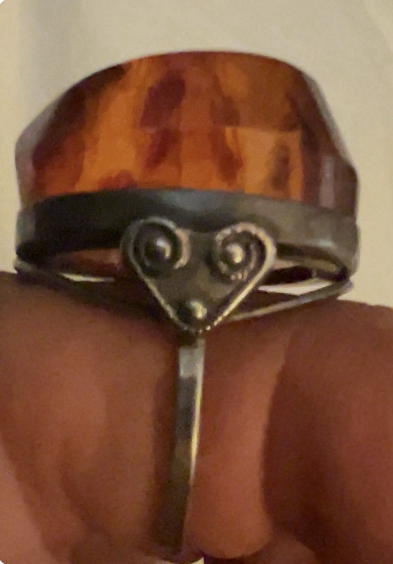 Vintage 1970’s Baltic Cognac Cabochon Amber Statement Ring