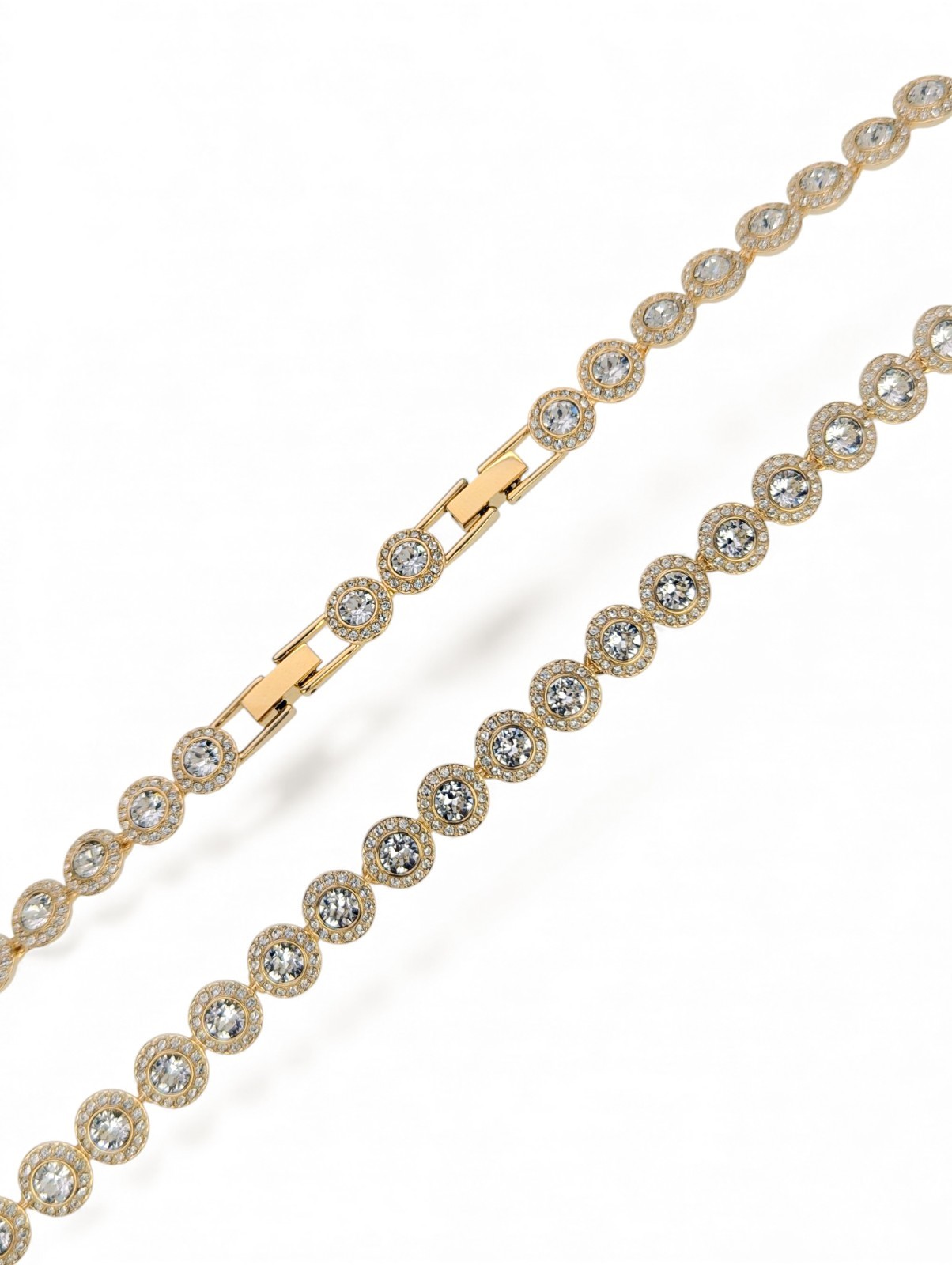 NEW 100% SWAROVSKI Gold White Crystals Una Angelic Tennis Necklace 5720505