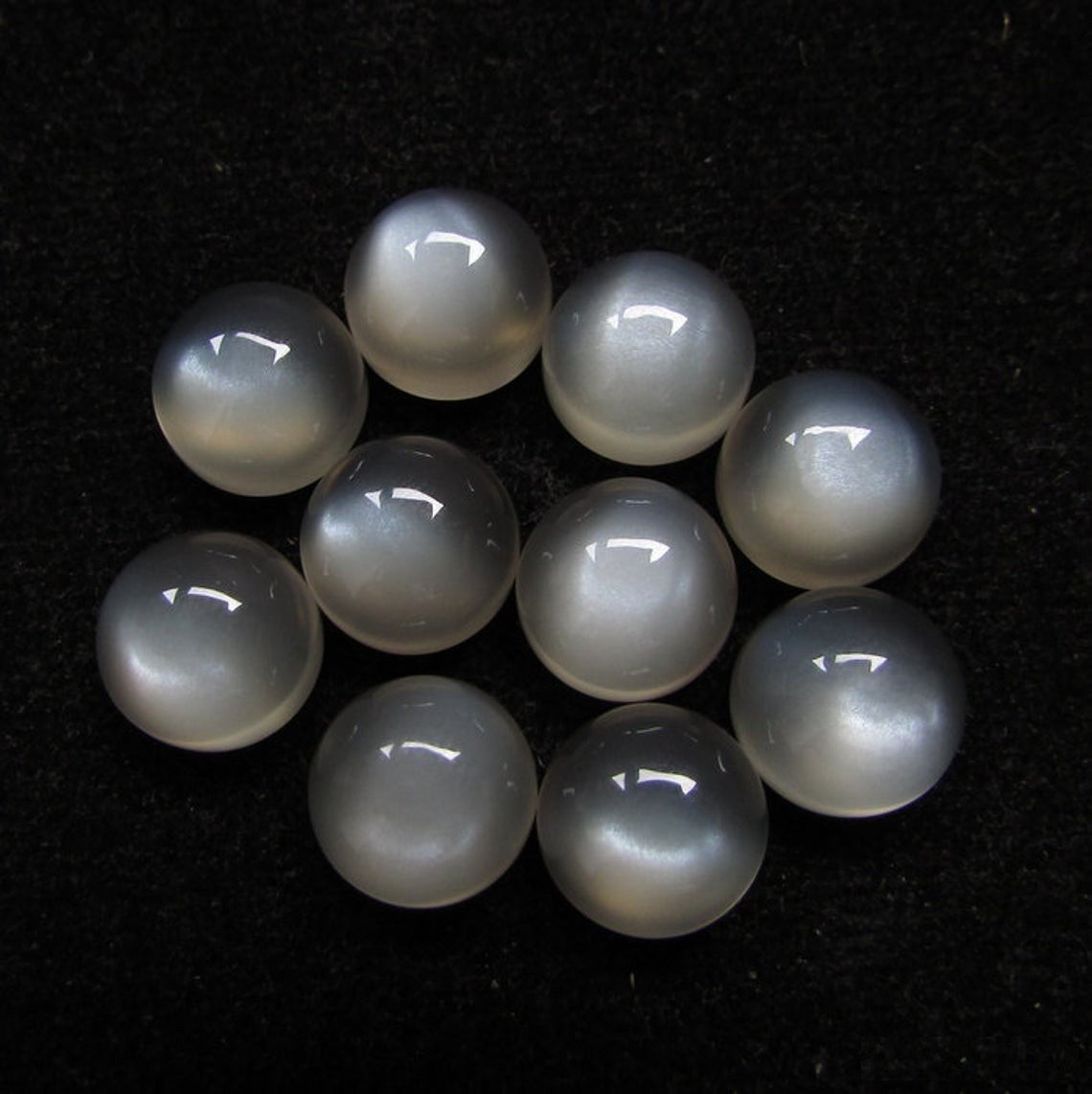 3mm Grey Moonstone Natural Round Cabochon Loose Gemstone