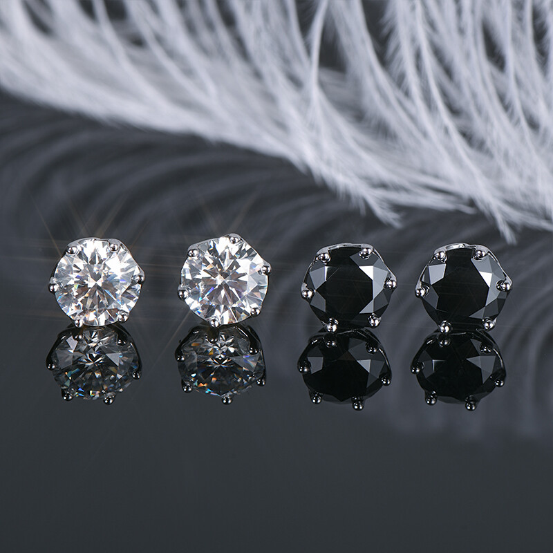 Moissanite Earrings Women Girls Stud Earrings Sterling Silver 3mm/4mm/5mm/6.5mm