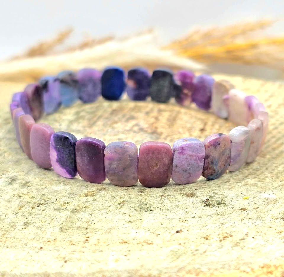 Genuine Nature Sugilite Oblong Tiles Beads Bracelet