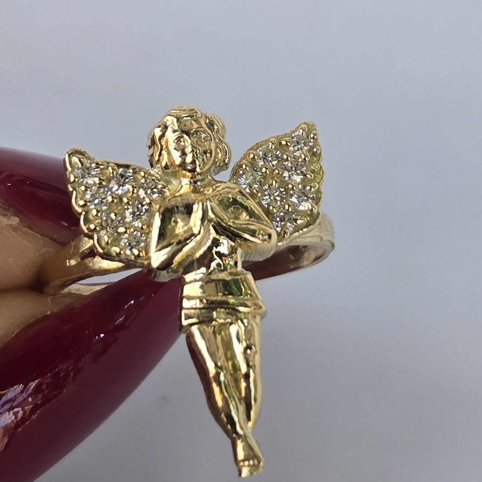 Solid 10k yellow Gold Praying Angel Ring