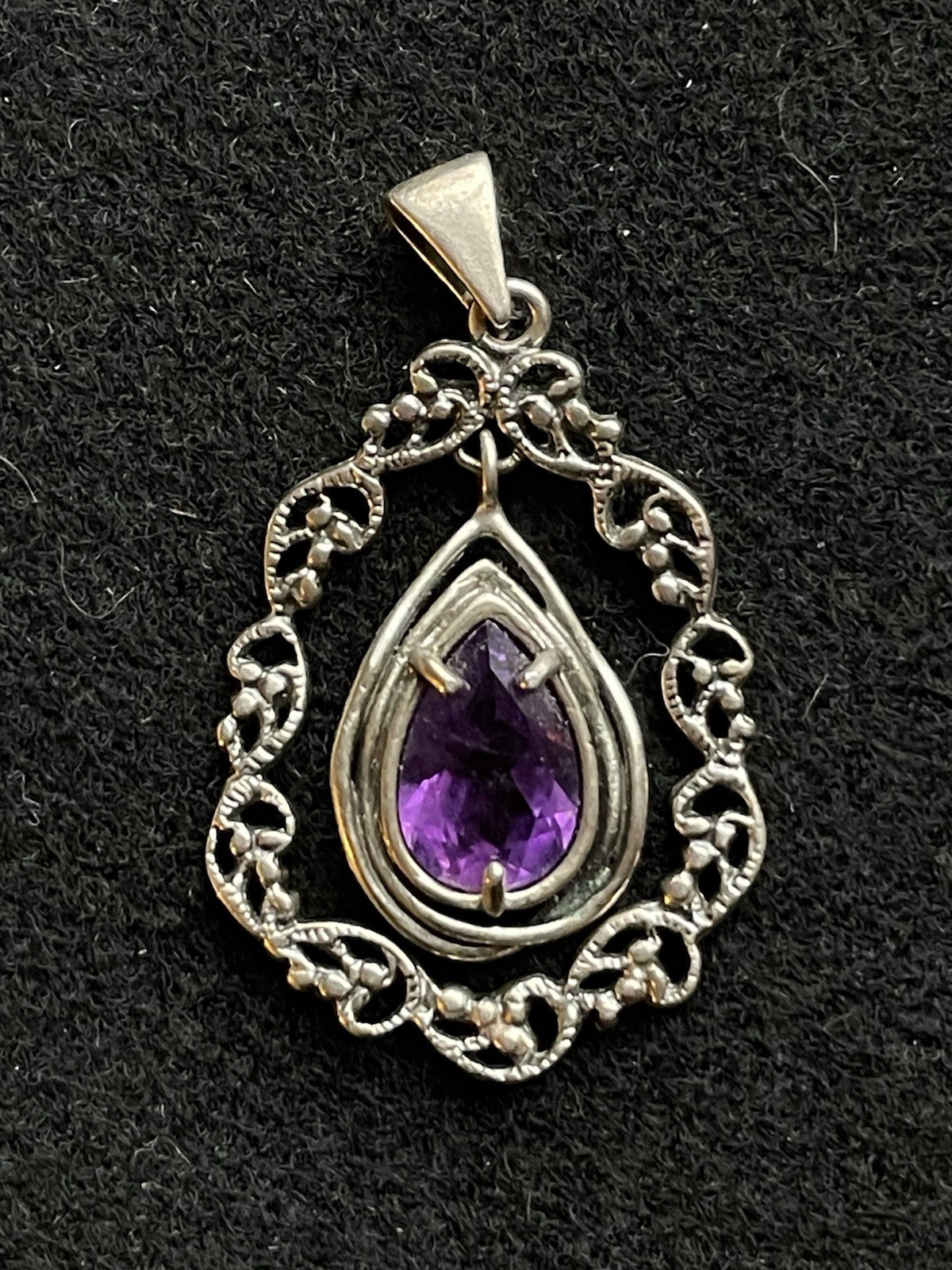 Paz Creations Sterling Silver & Amethyst Pendant Marked PZ 925