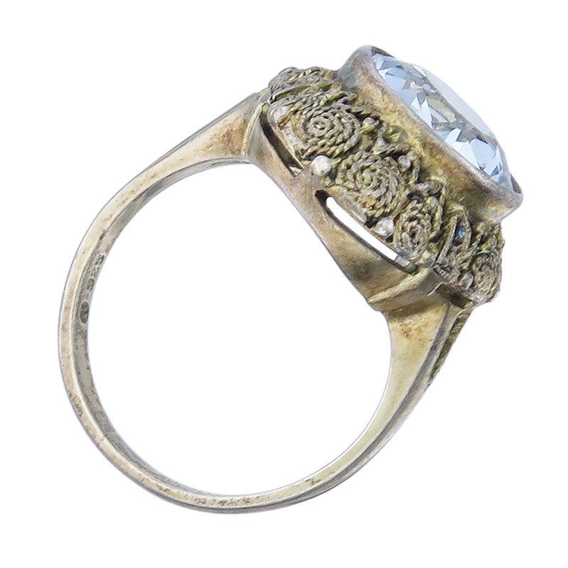 Theodor Fahrner ring light blue stone 925 silver