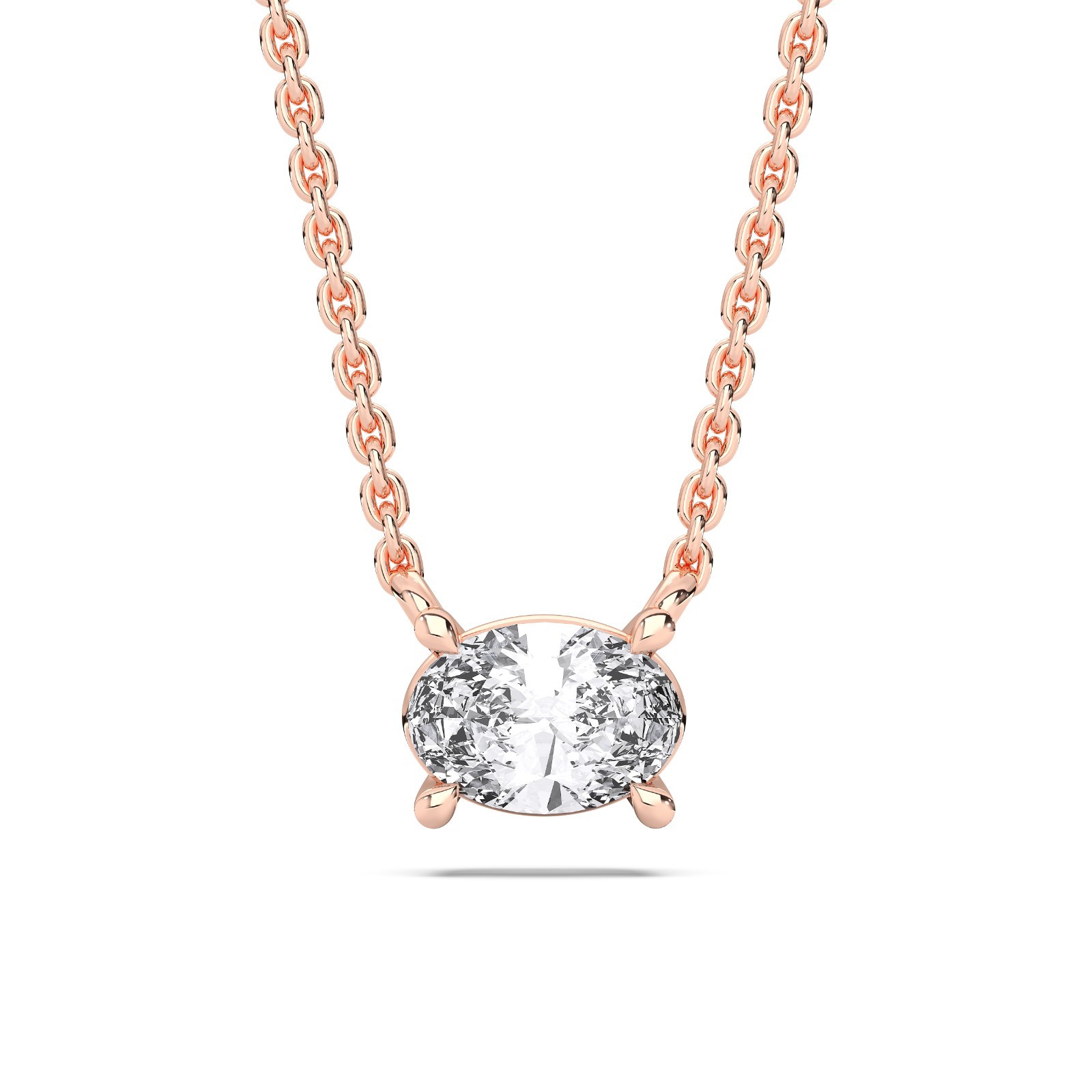 0.25Ct Oval Cut Lab Grown Diamond Pendant Necklace Sterling Silver Women Gift