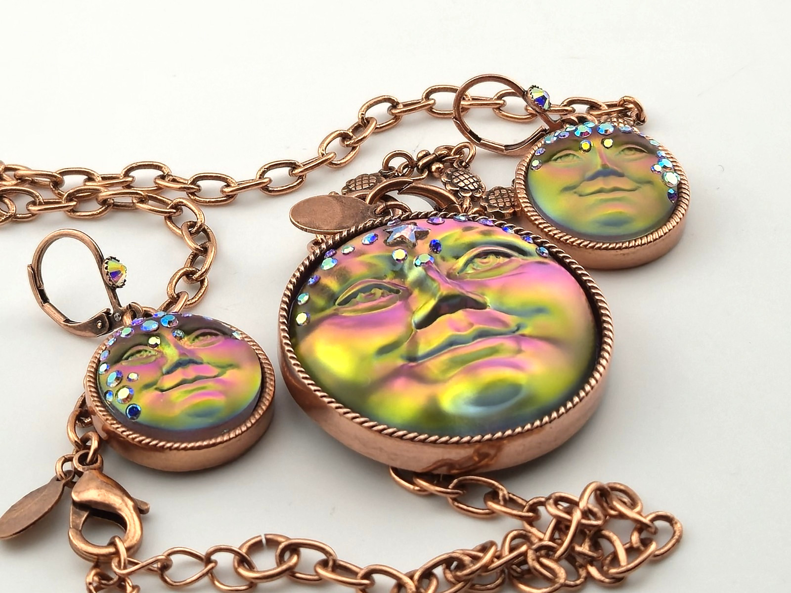 Kirks Folly Mystic Venus Seaview Moon Compass Pendant Earrings Copper Necklace