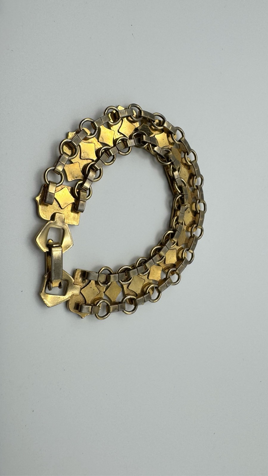 Enamel Coat of Arms Shield Link Bracelet Gold Tone Heraldic Crests