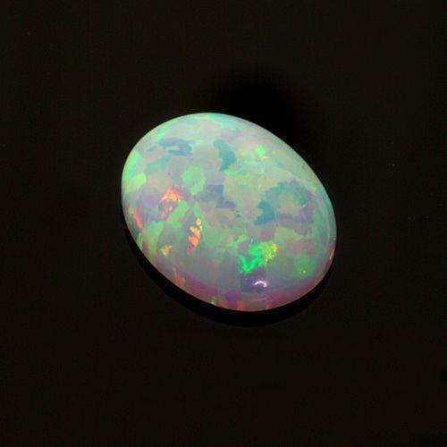 (7x5mm – 14x10mm) Lab Created White Opal Oval Cabochon (Bright flash of colors)
