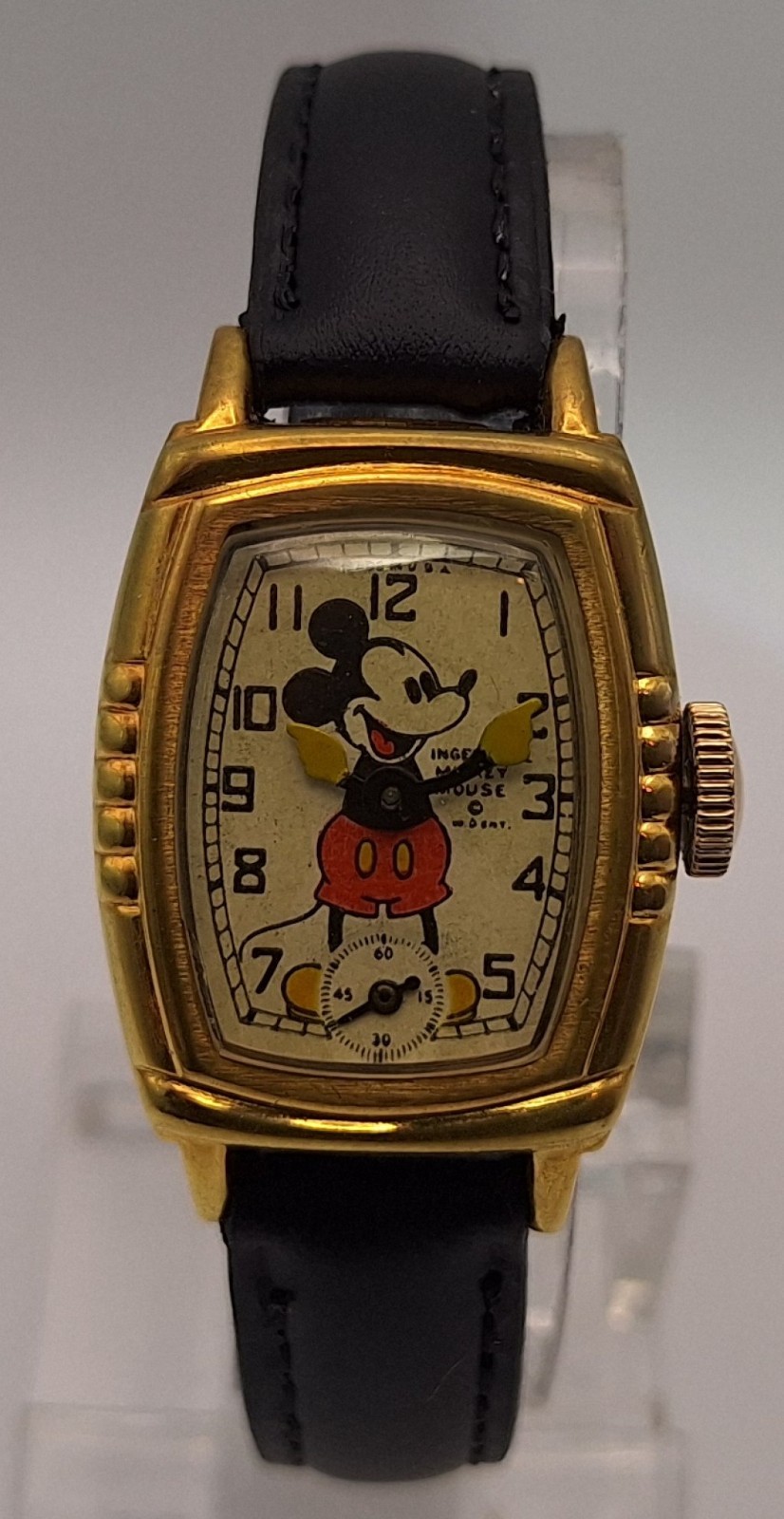 1939 Ingersoll Mickey Mouse ULTRA RARE Gold Toned Watch Serviced and Wearable