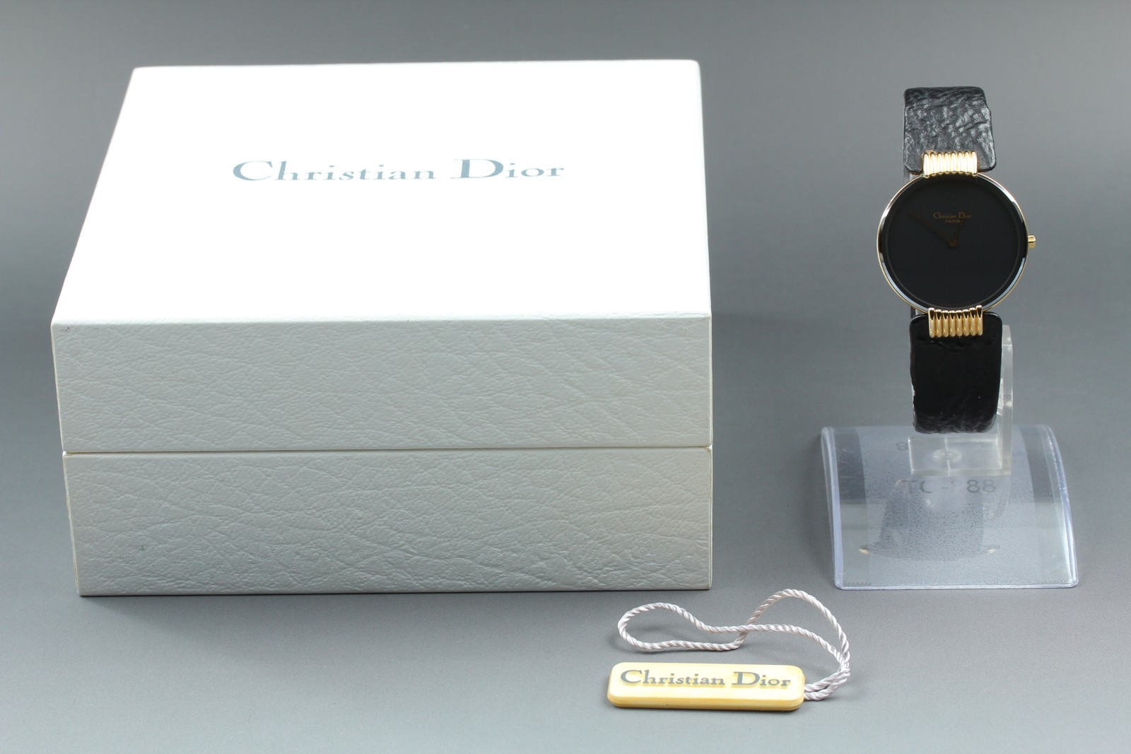 Vintage N MINT Christian Dior Bagheera D47-153-5 Black Dial Qz Mens Watch w/Box