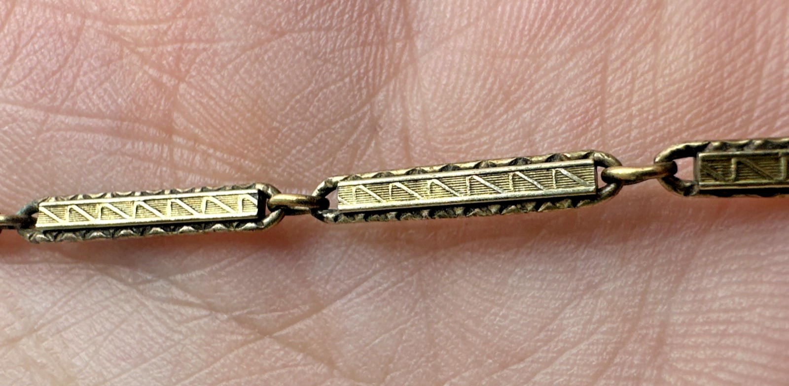Vtg Henry F. Barrows Art Deco Gold Filled 11″ Bar Link Pocket Watch Chain 8.18g