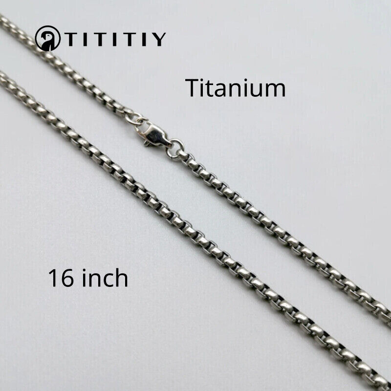 Pure Titanium Box Chain Necklace 3mm Men Unisex NO Allergic Skin Care Health 16″