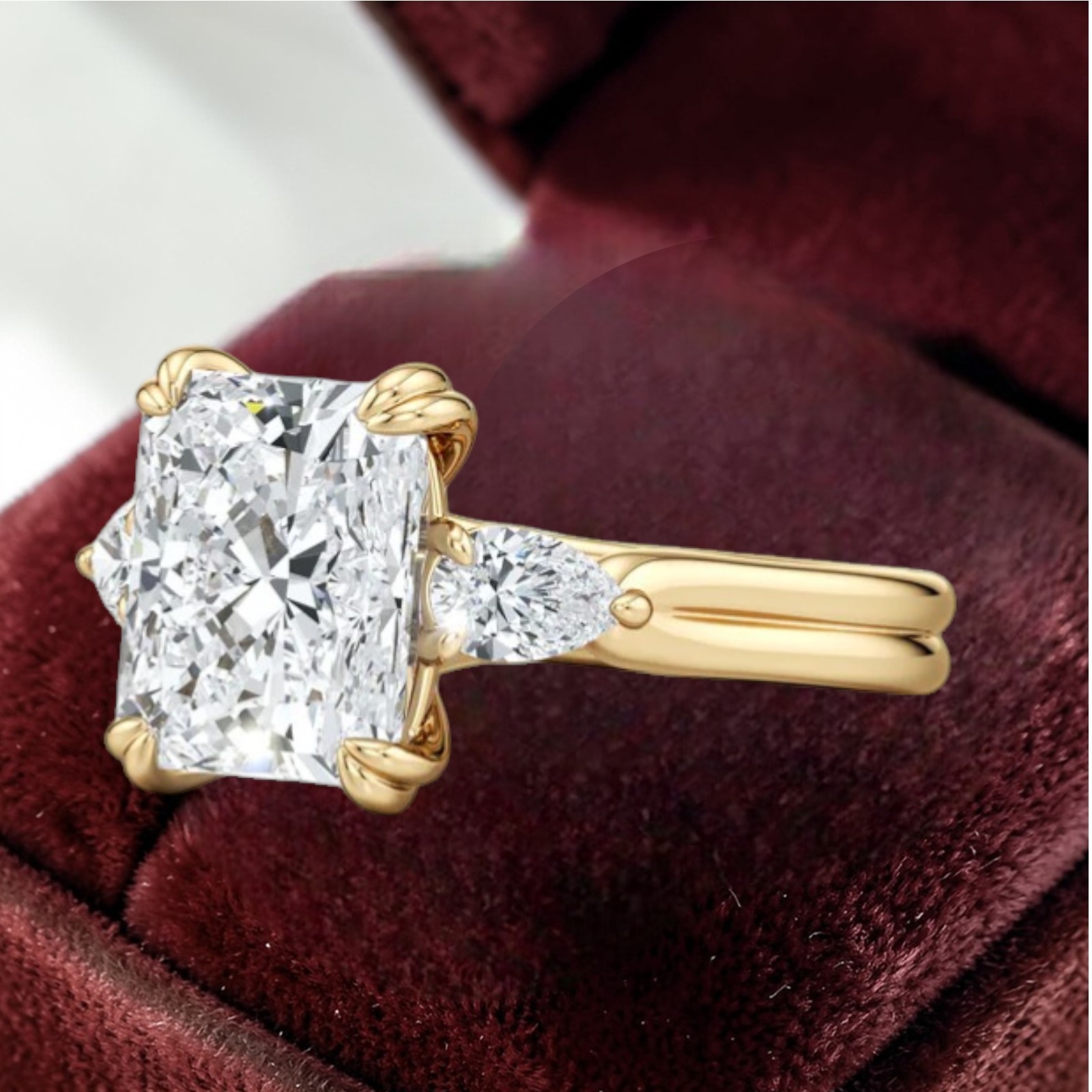 5.80 Ct Radiant IGI Certified Lab Grown Diamond Engagement Ring 14K Yellow Gold