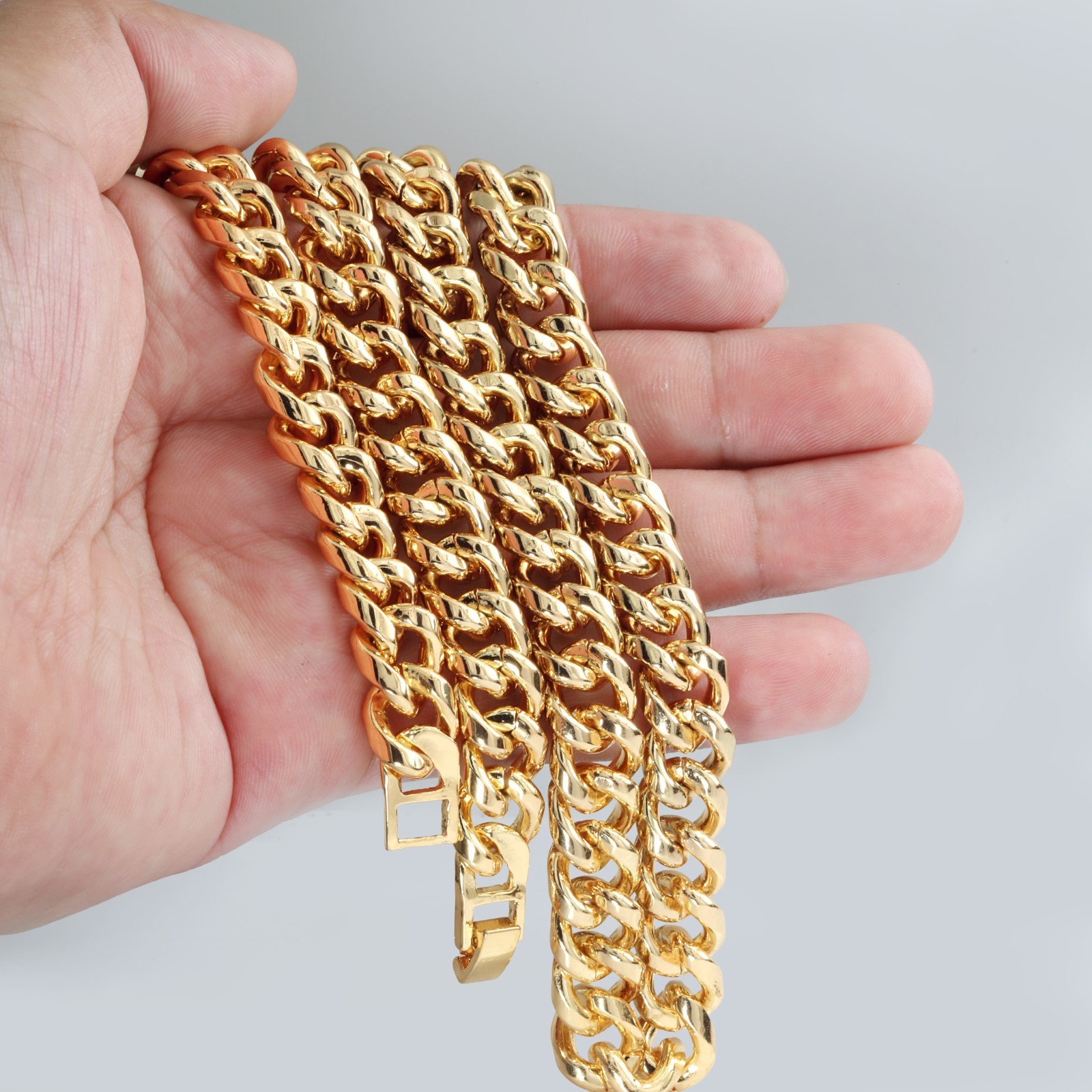 Miami Cuban Curb Chain Necklace 10mm 30In & Curly Hair Jesus Face Gold Plated XL