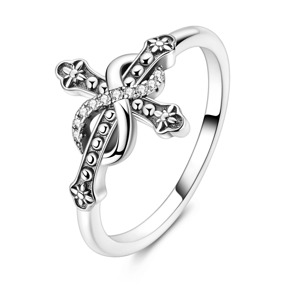 LAZA Original 925 Sterling Silver Finger Ring Infinite Cross for Women Jewelry