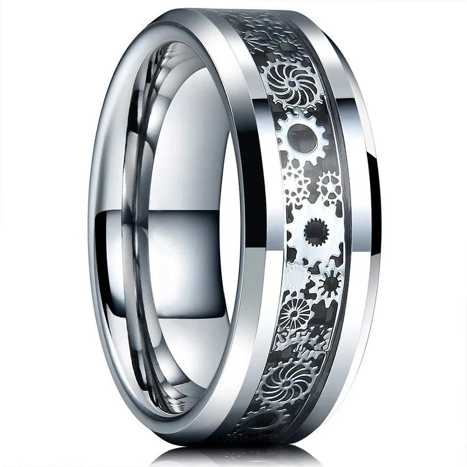 Men Women Gold Plated Blue Black Red Stainless Steel Celtic Dragon Band Ring 8mm