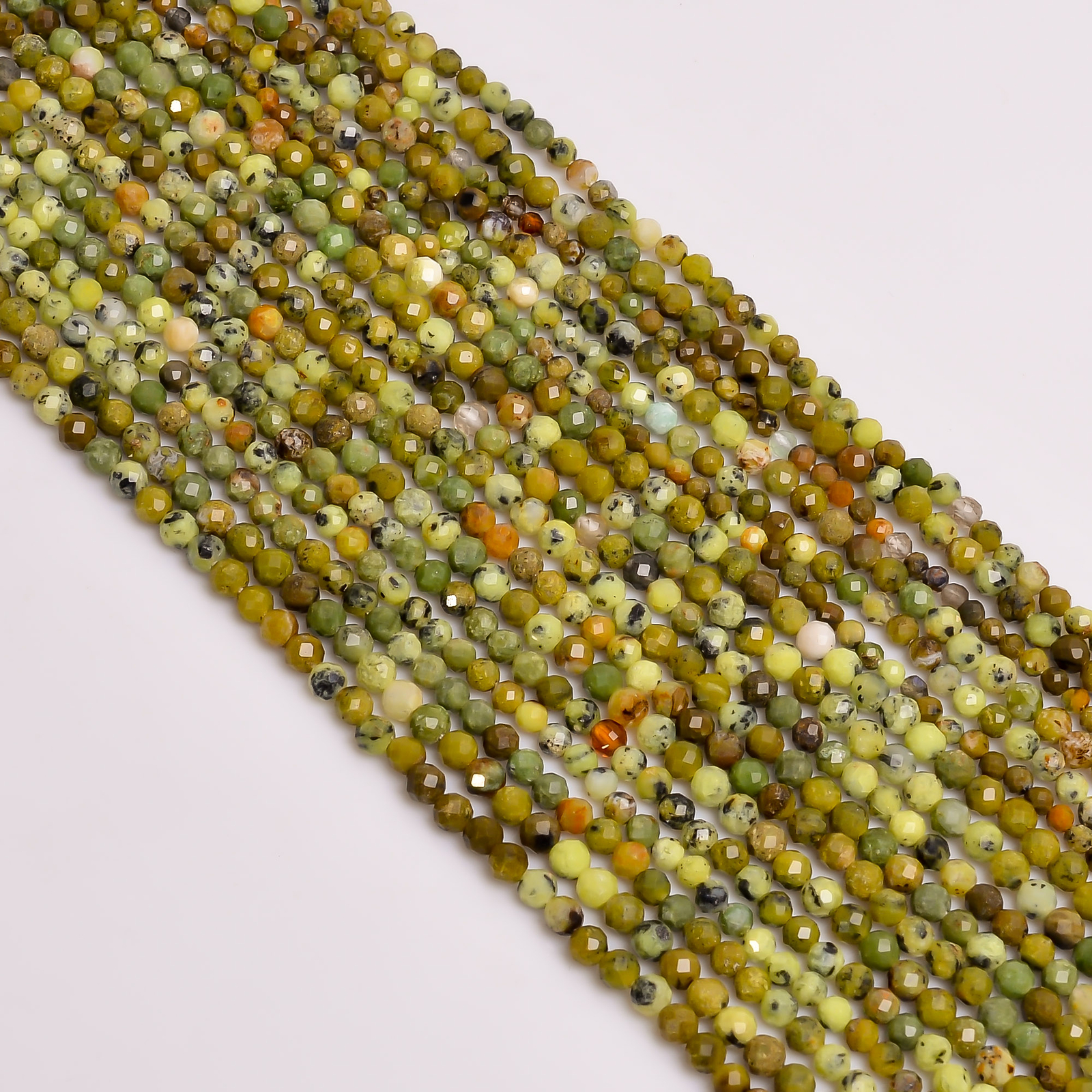 100% Natural Green Opal Gemstone Round Faceted Beads 3X3 mm Strand 13″ EB-221