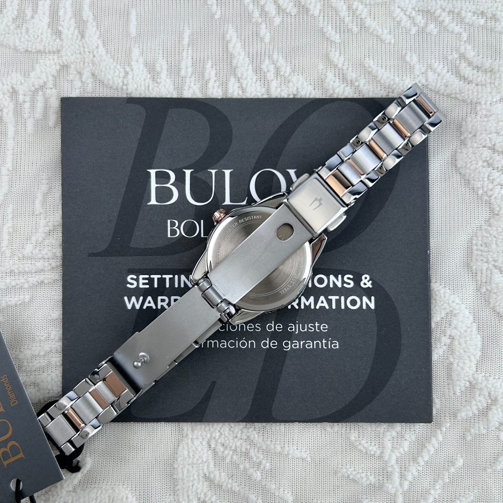 Bulova Sutton Diamond White/Rose Gold Dial 98P200 Women’s Quartz Watch 28MM