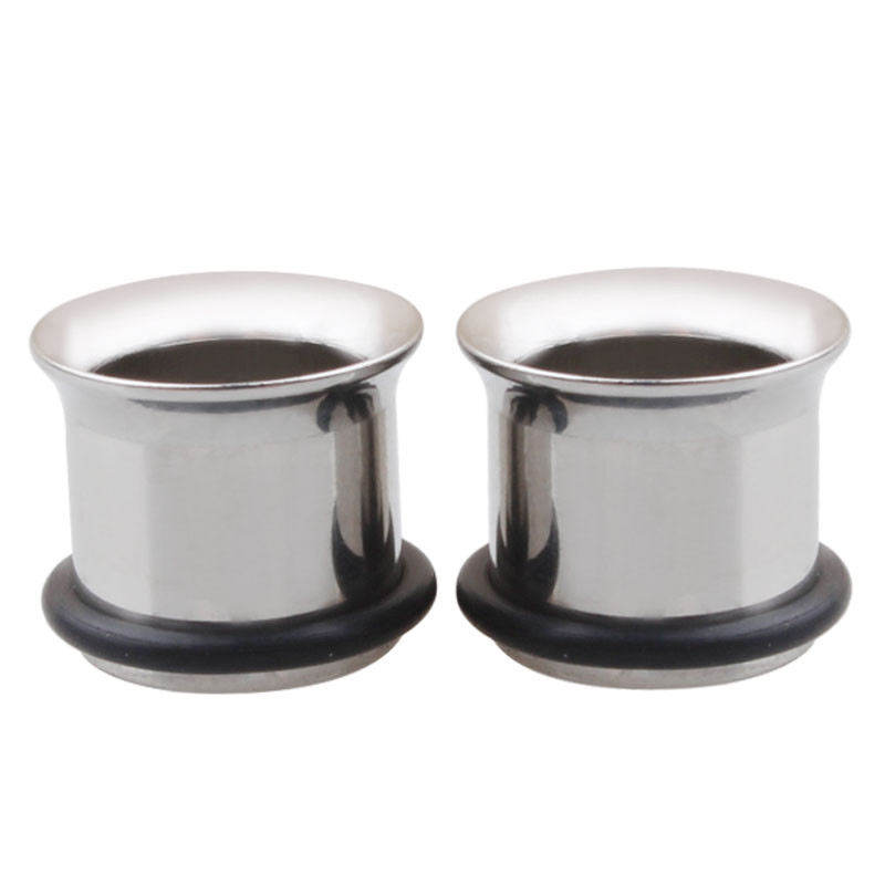 Pair Surgical Steel Flesh Tunnels Single Flare Ear Plugs Earring Expanders Ring