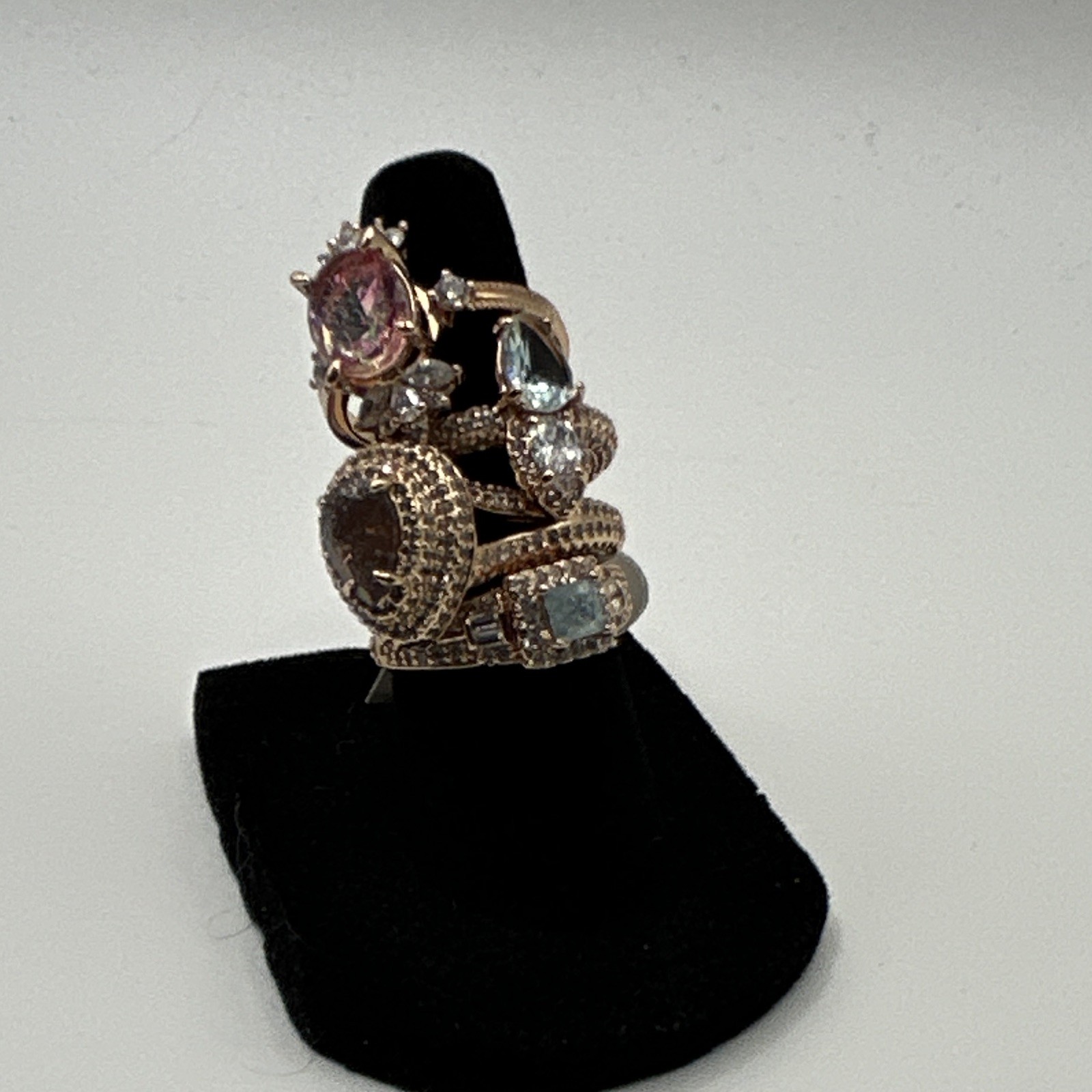 Ring Bomb Party Lot: Size 6 /6.5 Rose Gold Plated Cocktail Statement Stack 4pc