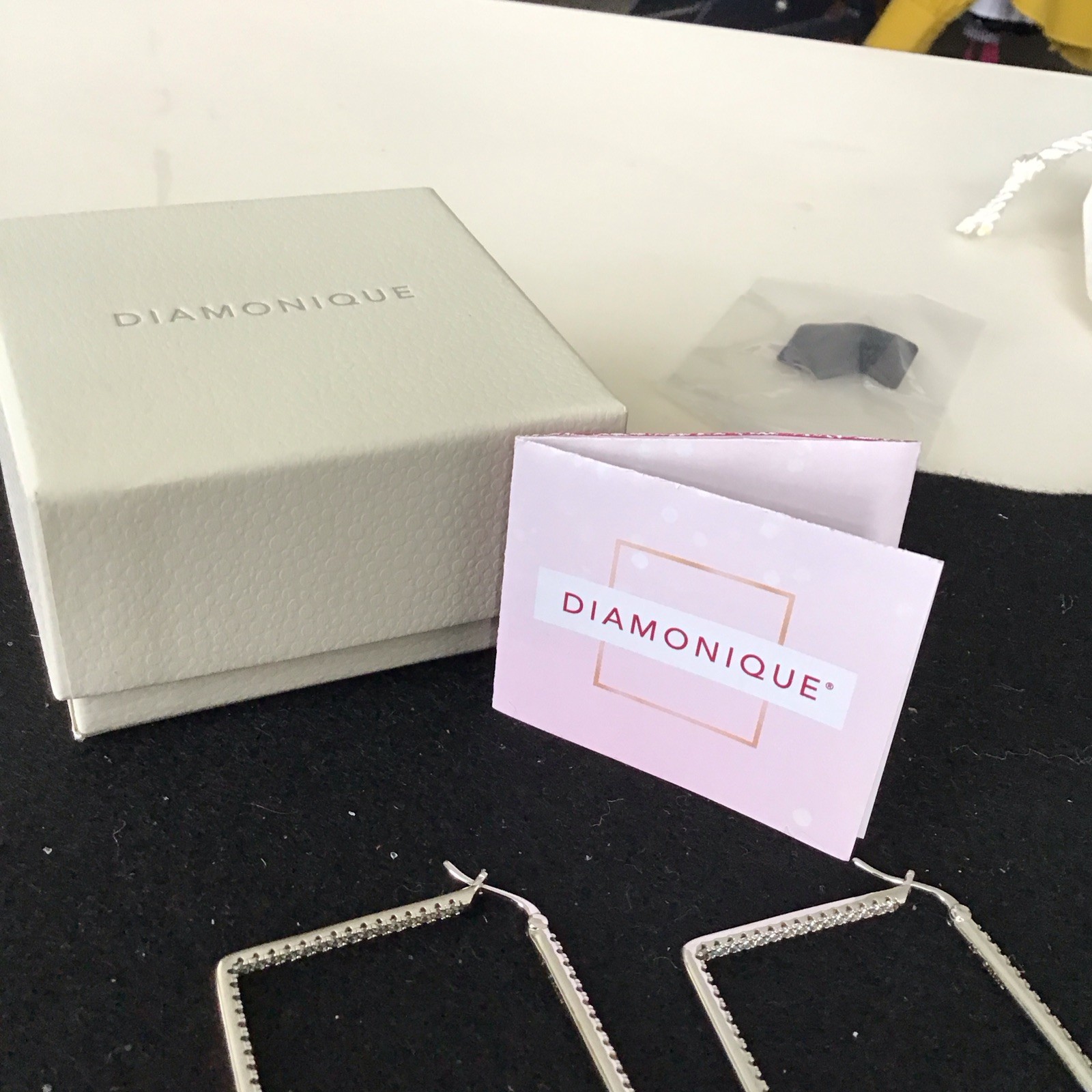 2” Inside Out Diamonique CZ Square Hoop Earrings Sterling Silver QVC – New