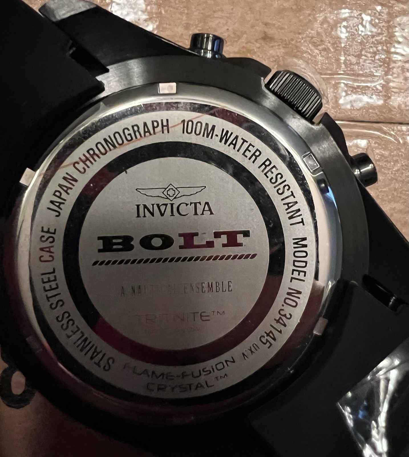 Invicta Bolt 34145 Men’s Black Chronograph Watch 100M New w/ Box