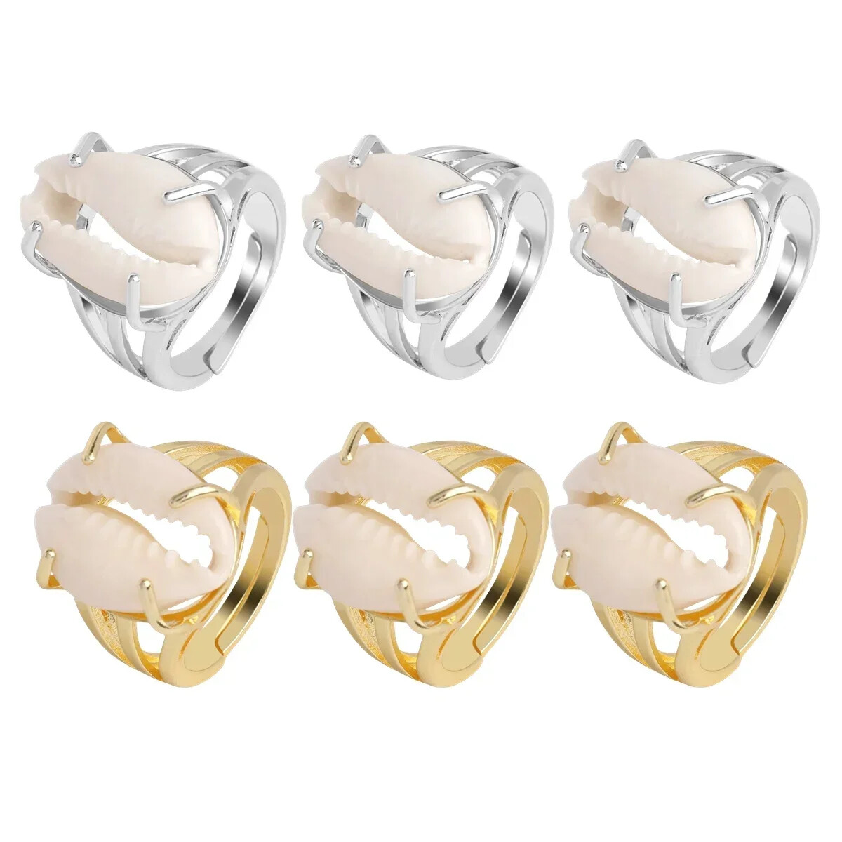 2Pcs Alloy Silver Plated Gemstone Ring Adjustable Opening Size for Women’s Ring