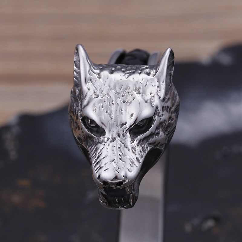 8*67mm Pure stainless steel Gothic bracelet Biker Wolf Cuff Bangle Mens gifts
