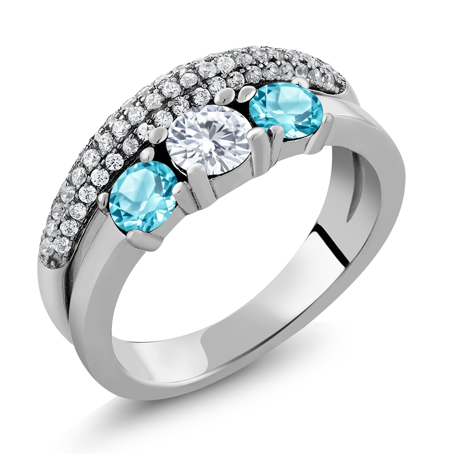 925 Sterling Silver Ring Round Moissanite 0.50ct DEW