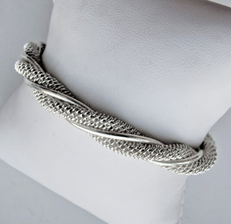 925 STERLING SILVER TWISTED CABLE CUFF BRACELET 15.7g