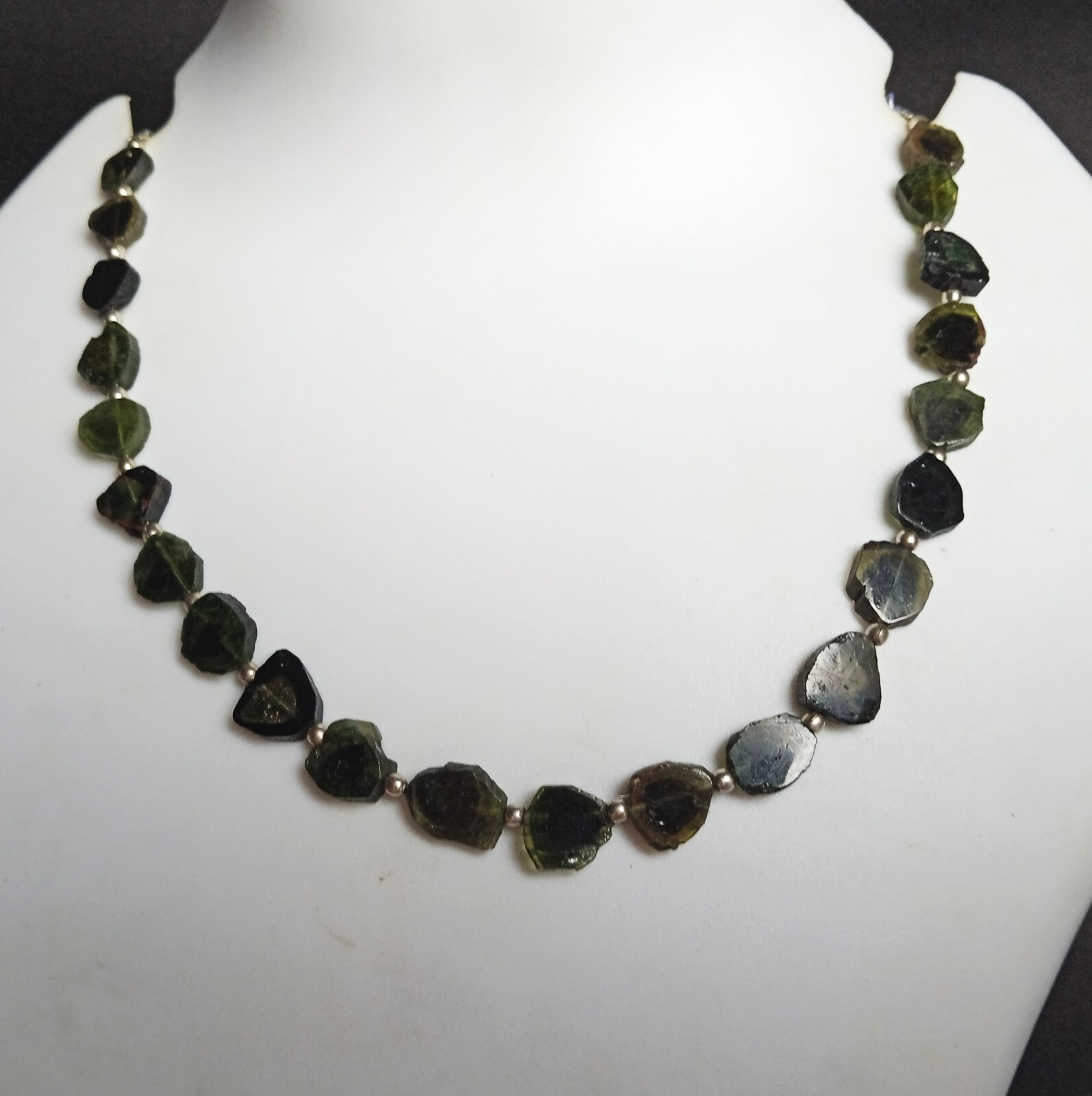 35 Carat Natural Bi Color Tourmaline Slice Beads 8 Inch For Necklace Jewellery