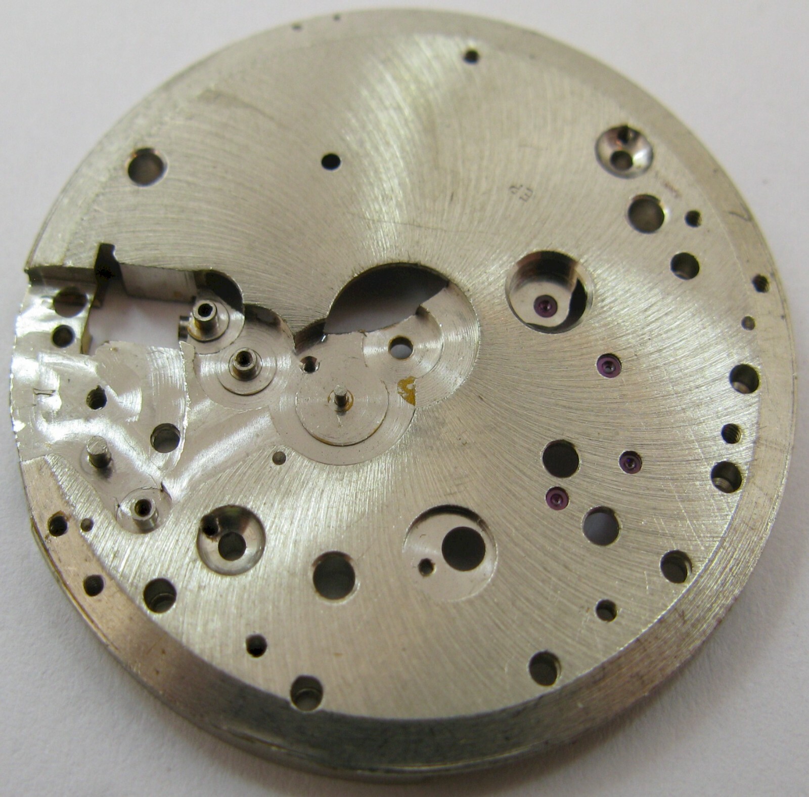 Venus 175 chronograph watch part main plate #100 for single pusher hack second
