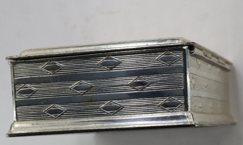 Vintage Made In Occupied Japan Wood Lined Metal Trinket Box With Maker’s Mark
