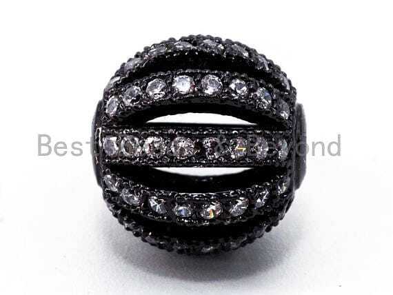 CZ Shamballa Round Cage Spacer Beads for Jewelry Making, 8/9.5/12mm – sku#G302